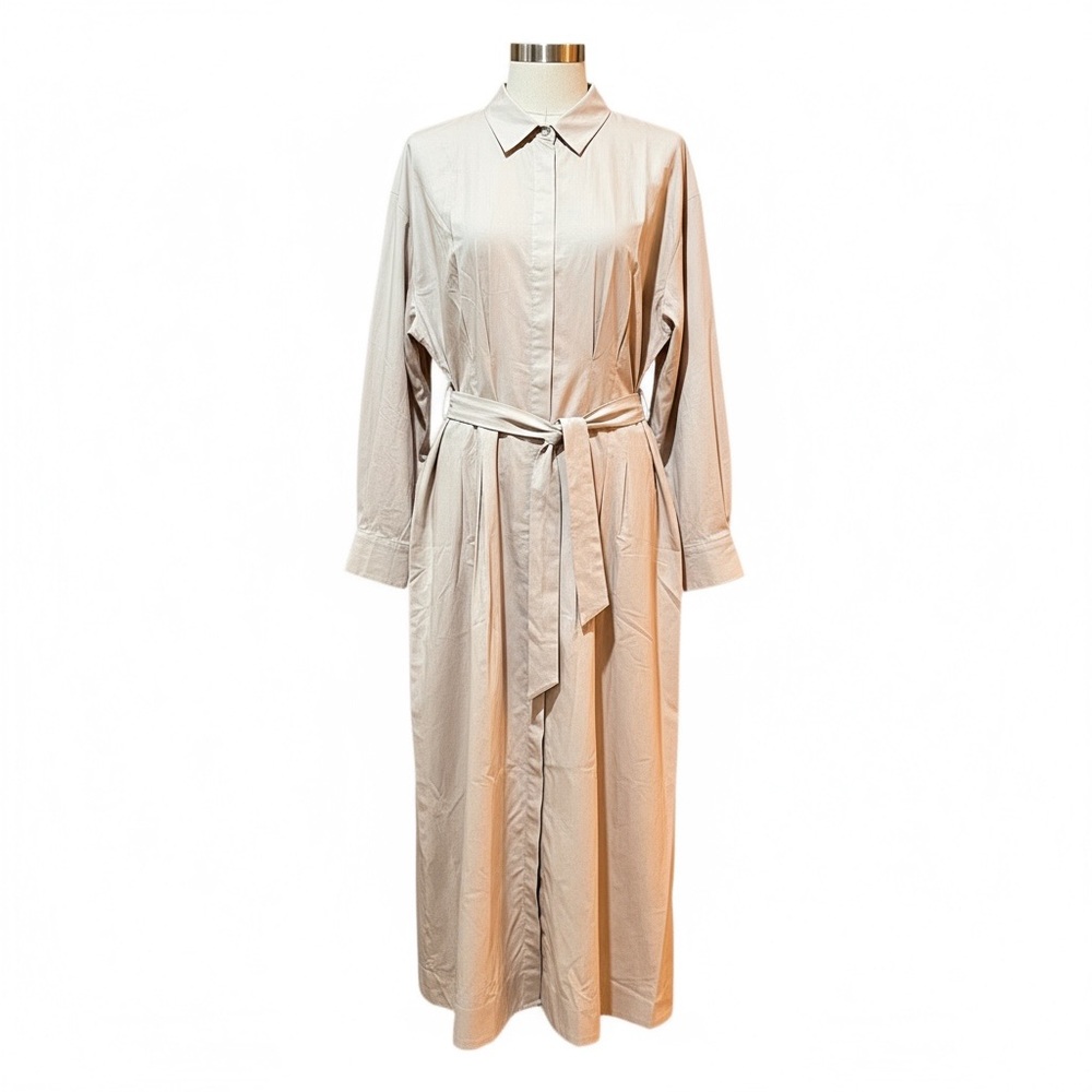 NWT Ann Taylor Elegant Tan Belted Shirt Dress 16